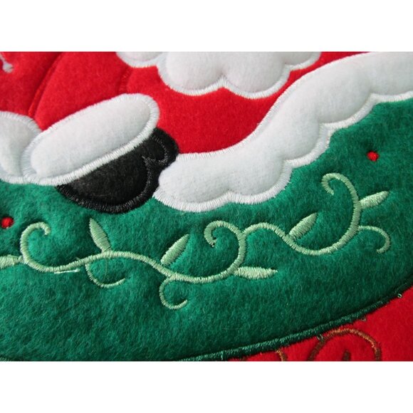 Santa Christmas Stocking Ribbed Cuff Embroidered Felt Design GUC - Picture 8 of 10